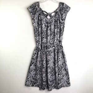LC Lauren Conrad Floral Dress Womens Large Tie Back‎ Black White Casual Sundress